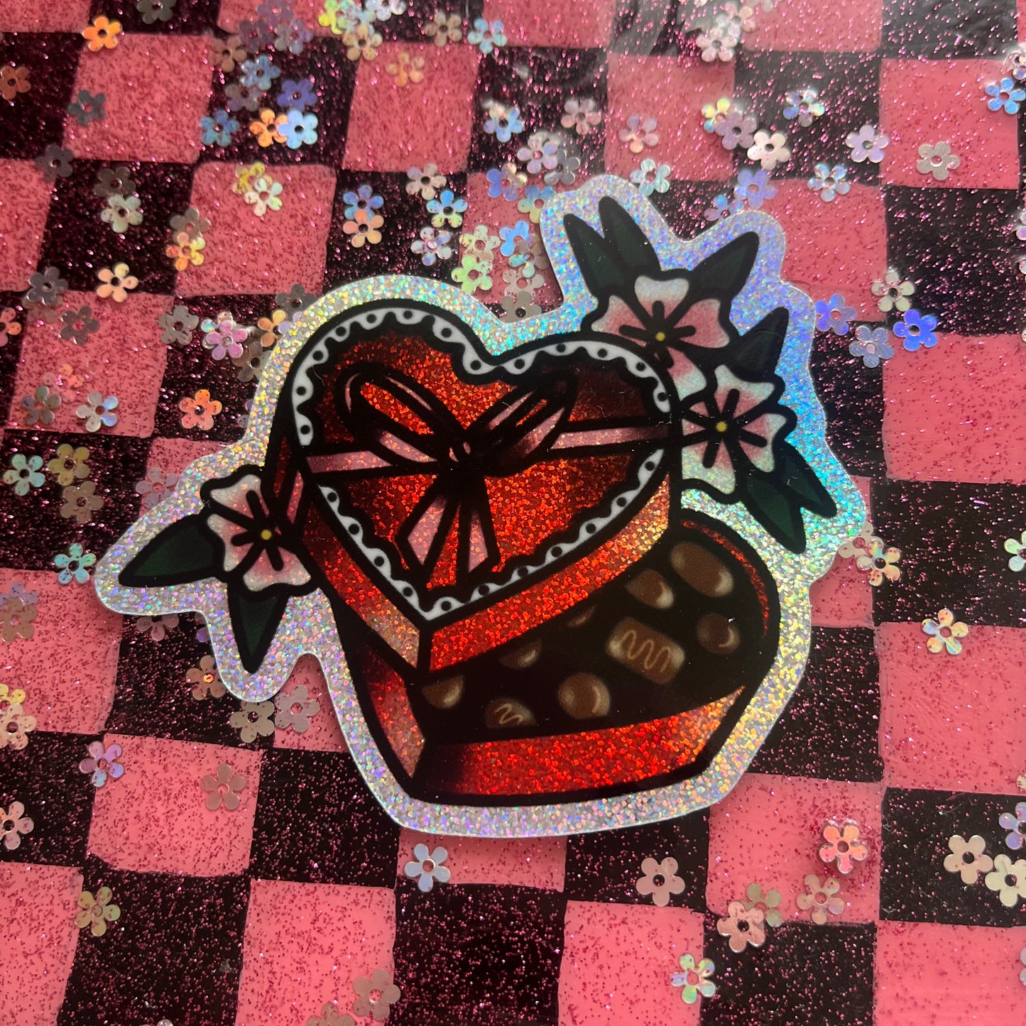Box of Chocolates Glitter Sticker