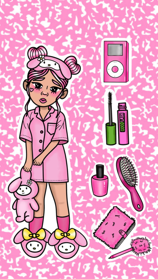 Kitty Sleepover Sticker Sheet