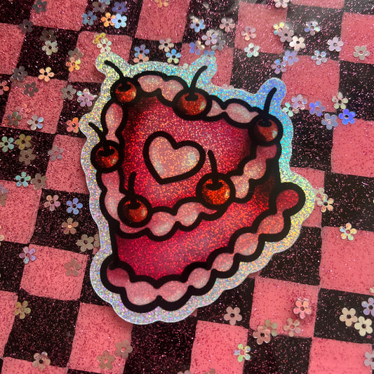 Heart Cake Glitter Sticker